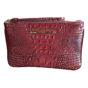 NWT Brahmin Sally Croc Embossed Pink Ombré Wristlet Clutch